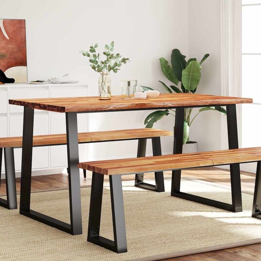  Spisebord med naturlig kant 140x80x75 cm heltre akasie 353289