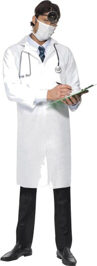 Hvit Doktorfrakk og Maske Strl XL Yrker 22192XL