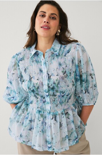 Ellos Plus collection Bluse med smock Blå