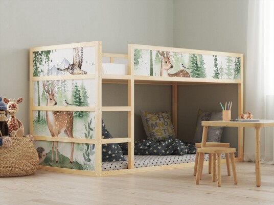 Selvklebende Klistremerker – for Ikea KURA seng / Klistremerke Skogsdyr