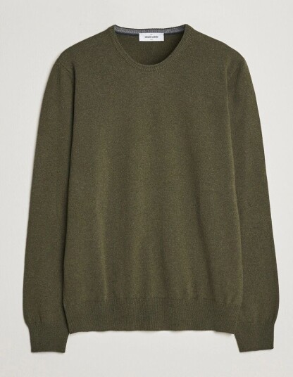Gran Sasso Wool/Cashmere Crew Neck Olive Melange