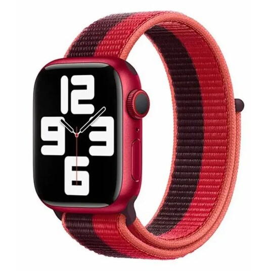 Apple Watch (42/44/SE/45/49mm) Lippa Nylonstropp - Rød / Lilla