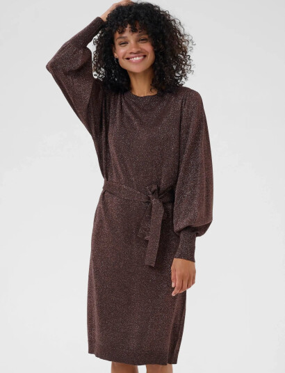 Kaffe Karegina Knit Belt Dress Brown L