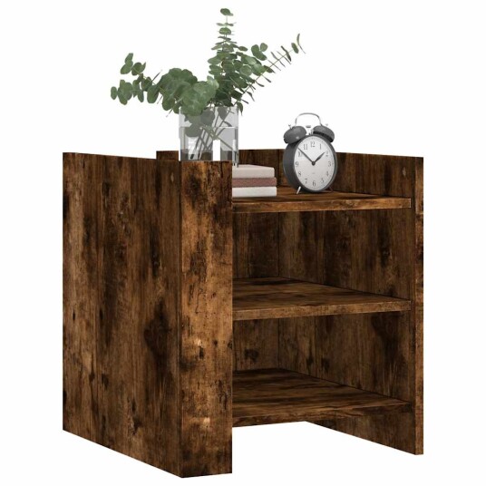 Nattbord røkt eik 45x50x50 cm konstruert tre 848294 Nattbord røkt eik 45x50x50 cm konstruert tre 848294