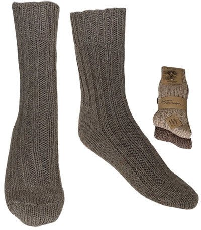 Clemente Alpakka Ullsokker Brun & Beige Tykk 2-pk   Str. 39/42