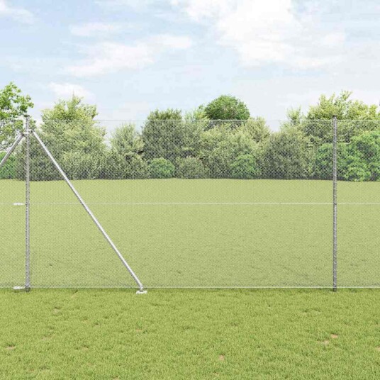 Gjerde med innlegg. sølv 1.5 x 50 m PVC belagt stål