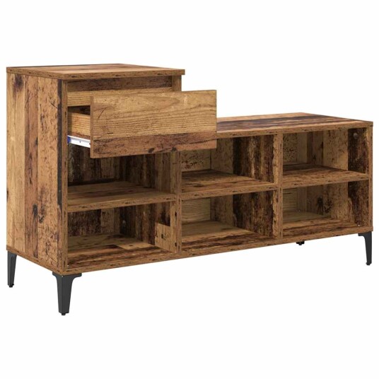 Sko Skap med skuff Gammelt tre 102 x 36 x 60 cm Konstruert tre Sko Skap med skuff Gammelt tre 102 x 36 x 60 cm Konstruert tre