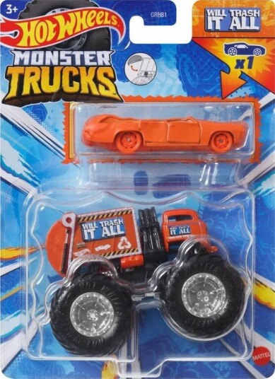 Hot Wheels Monster Trucks Will Trash It All Lekebil 1:64 2 pk
