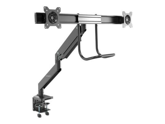 StarTech Desk Mount Dual Monitor Arm, Ergonomic Dual Monitor VESA Mount for 32" 17.6lbs (8kg) Displays, Crossbar Handle for Synchronized Full Motion,