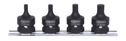 Ks Tools 515.1103, Støpselsett, 1/2", 4 Hoder, Krom-Molybden-Stål, Iso 1174, Din 3121, 1 Kg