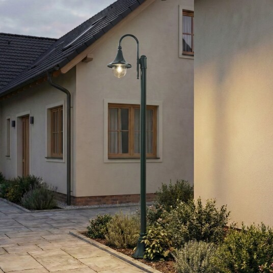 Daphne utelampe, grønn, 220 cm, E27, metall – Lindby - Antikk - Aluminium - Med en lyskilde