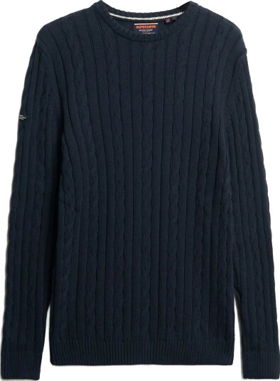 Superdry Cotton Classic Cable Knit Crew NAVY XL