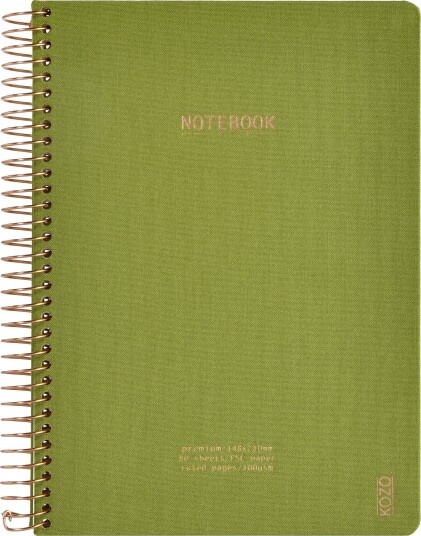 Kozo Notatbok M/spiral Premium A5 Olive Green