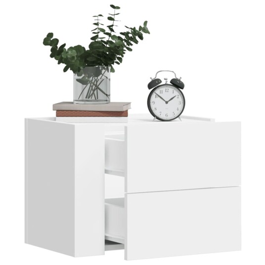Veggmonterte nattbord 2 stk hvit 45x30x35 cm 848326