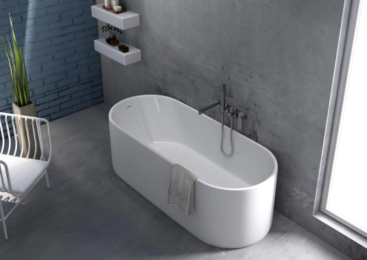 Flaminia Oval Frittstående badekar 1700x700 mm, Pietraluce, Hvit