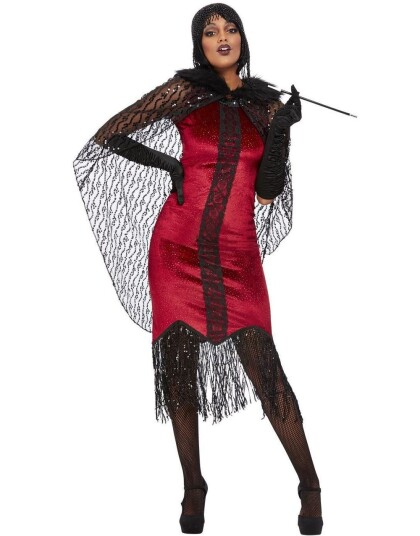 Deluxe Vampyr Flapper Kostyme til Dame Medium Deluxe Vampyr Flapper Kostyme til Dame Medium