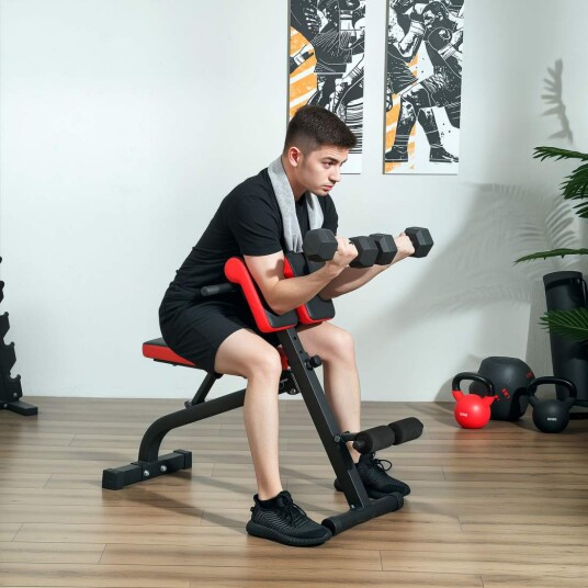 Vektbenk, allsidig treningsbenk, justerbar, sammenleggbar design, bicep curls, vektstang, stål, opptil 120 kg, 103 x 65 x 67-98 Vektbenk, allsidig treningsbenk, justerbar, sammenleggbar design, bicep curls, vektstang, stål, opptil 120 kg, 103 x 65 x 67-98