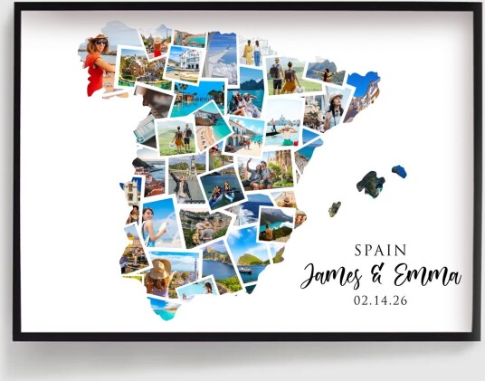 Personalisert Plakat Ferie Destinasjon Fotokollasje Spania