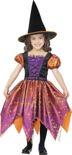 Smiffys Kostymer Moon & Stars Witch Lilla/Oransje Smiffys 7-9 år (122-134) Kostymer 56414-NC
