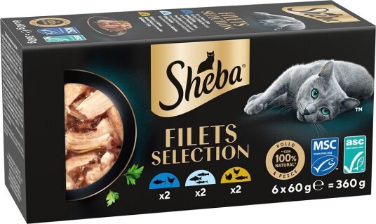 Sheba våtfôr Filets Selection Våtfôr til Katt i Saus 6x60 g