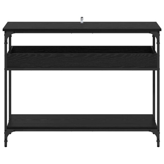 Konsollbord med hylle Svart eik 100 x 29 x 75 cm Konstruert tre