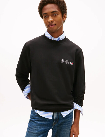 Tommy Hilfiger Small Crest Outline Crew Neck - Black - M Tommy Hilfiger Small Crest Outline Crew Neck - Black - M