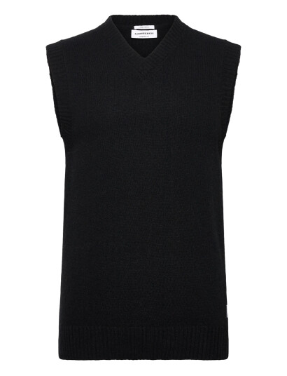 Lindbergh Lambswool V-Neck Slipover - Black - M
