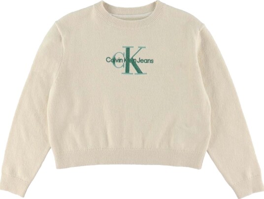 Calvin Klein Genser Strikk Monolog Whitecap Grey Calvin Klein 10 år 140 Genser Hvit