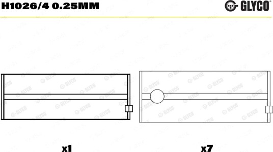 Veivaksellager GLYCO H1026/4 0.25mm