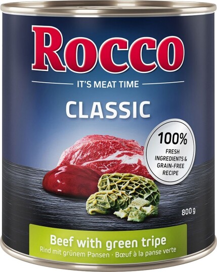 Rocco Våtfôr Classic Storfekjøtt Med Grønn Vom 6 X 800 G