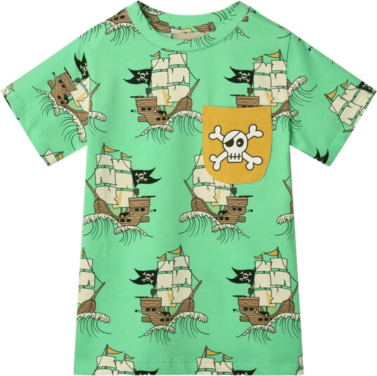 Småfolk T Shirt With Pirate Ships Green 122 128