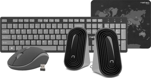 Natec Tetra Keyboard Mouse svart grå