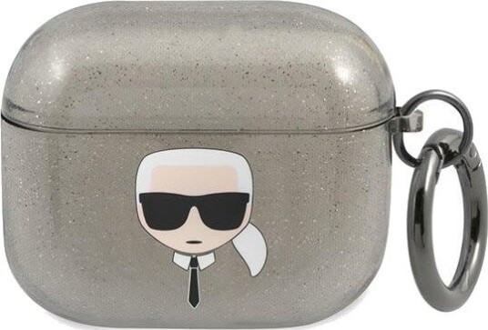 Karl Lagerfeld Beskyttelsesetui Kla3ukhgk Glitter Karl"s Head Til Airpods 3 Grå