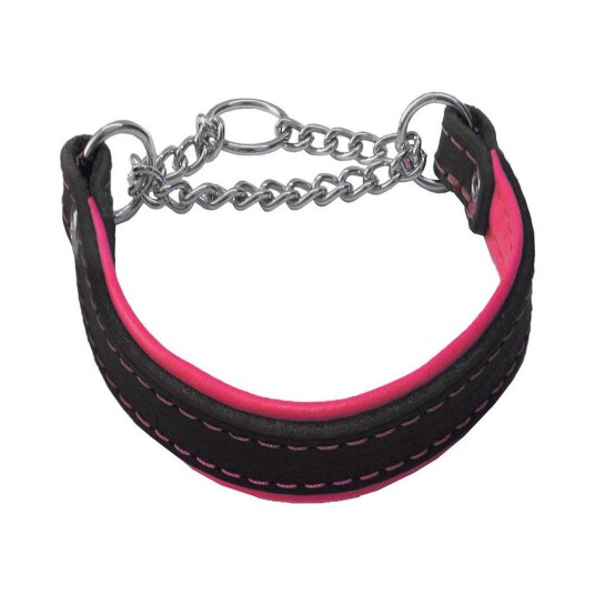 Alac Hundehalsbånd Lær Halvstrup 40 cm Rosa med Farget Polstring
