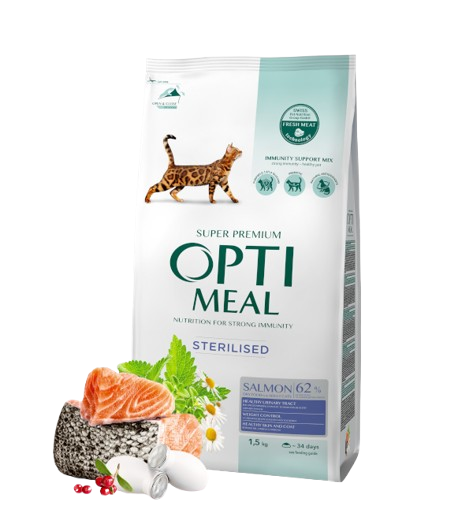 Optimeal Tørrfôr for Steriliserte Katter med Laks 4 kg