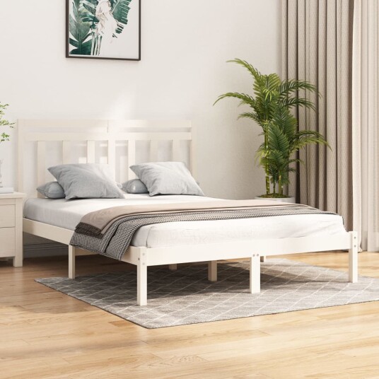 vidaXL Sengeramme hvit heltre 150x200 cm 5FT King Size 8720287039983