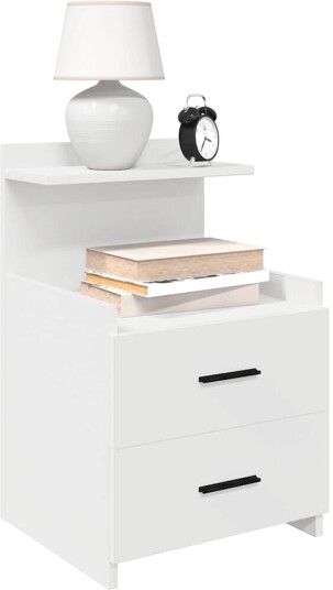 Nattbord med 2 skuffer hvit 40x36,5x62 cm Nattbord med 2 skuffer hvit 40x36,5x62 cm