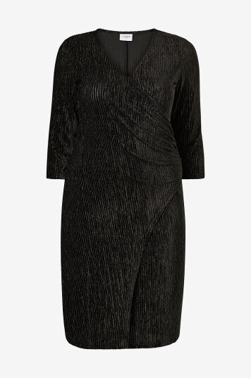 Evoked Vila Omslagskjole viVelvet 3/4 Wrap Short DresSvart Evoked Vila Omslagskjole viVelvet 3/4 Wrap Short DresSvart