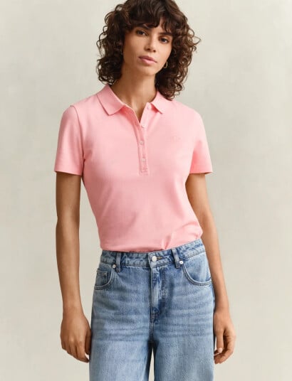 GANT Slim Shield Ss Pique Polo   Pink   XL