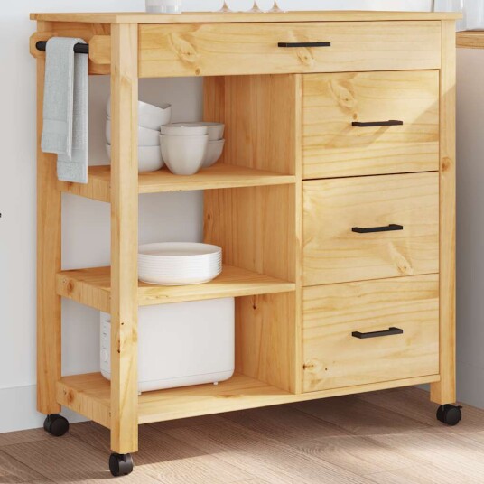 Kjøkkenvogn MONZA 84x40x90 cm heltre furu 376112 Kjøkkenvogn MONZA 84x40x90 cm heltre furu 376112