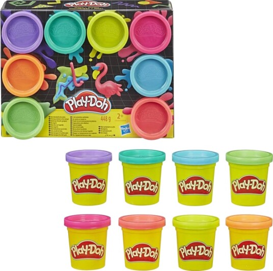 Hasbro Play-Doh 8-pakning med neonfarget giftfri modellérmasse med 8 farger