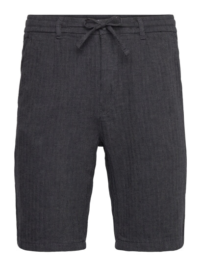 Lindbergh Linen Blend Herringbone Short - Black - XXL