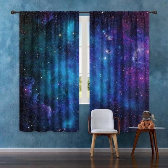 IC Kids Guttegardiner Ytre Rom Stanglomme 2 Deler 178cm*178cm Blå Planet Nebel Kosmisk Svart Psykedelisk