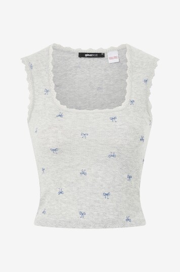 Gina Tricot Topp Homewear Pointelle Top Grå