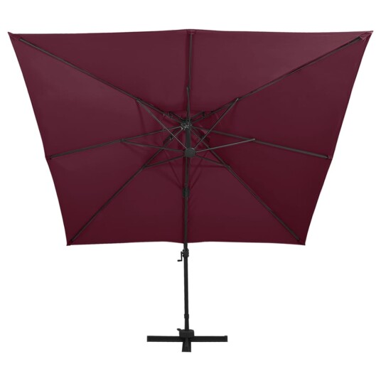 vidaXL Hengeparasoll med dobbel topp 300x300 cm vinrød