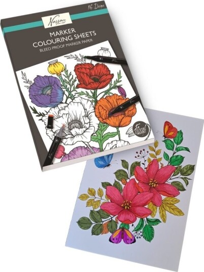 Nassau Fine Art fargeleggingshefte fargelegging for voksne 16 motiver med blomster