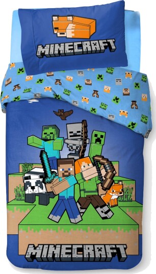 Minecraft sengetøy 100% bomull Barnesengetøy 140x200 cm Zombie og Creeper