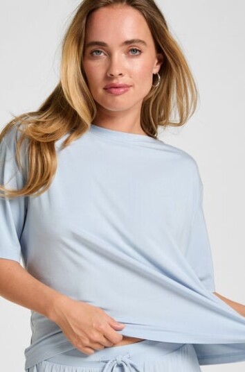 Hunkemöller Pyjamas Topp Jersey Kortermet Blå