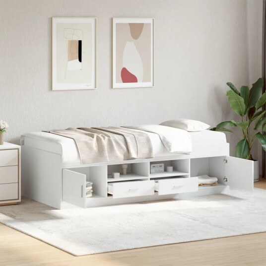  Dagseng med skuffer hvit 90x190 cm konstruert tre 8721102619045