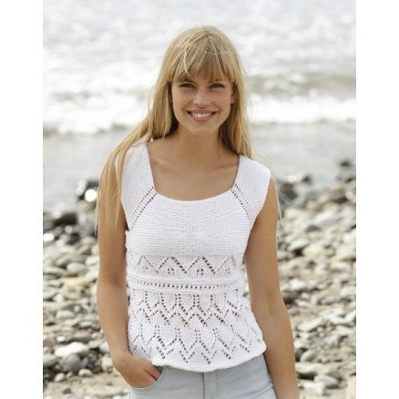 Aura by DROPS Design Topp Strikkeoppskrift str S XXXL